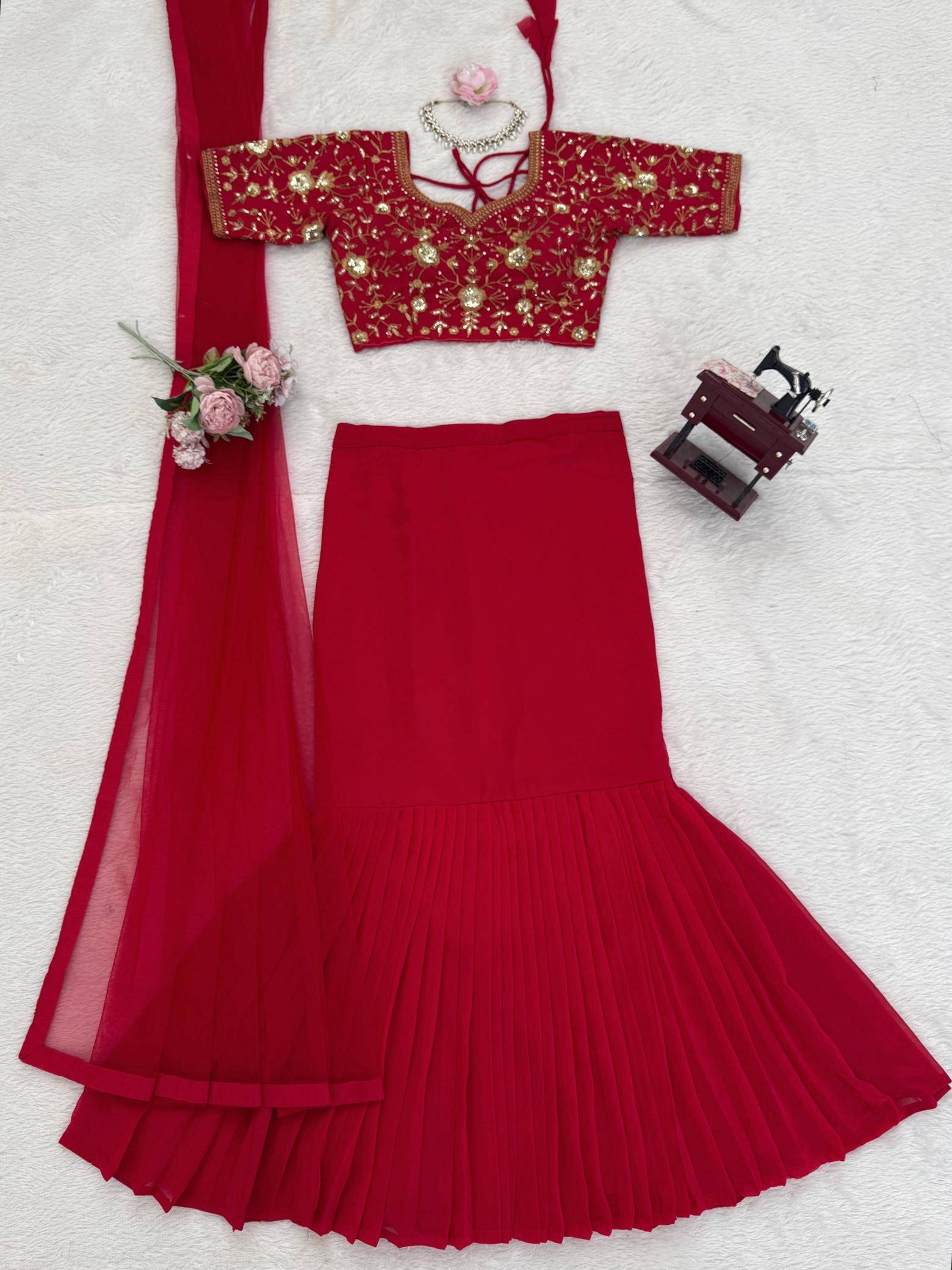 Heavy Boutique Collection QRC 390 Gorgette Designer lehenga choli suppliers